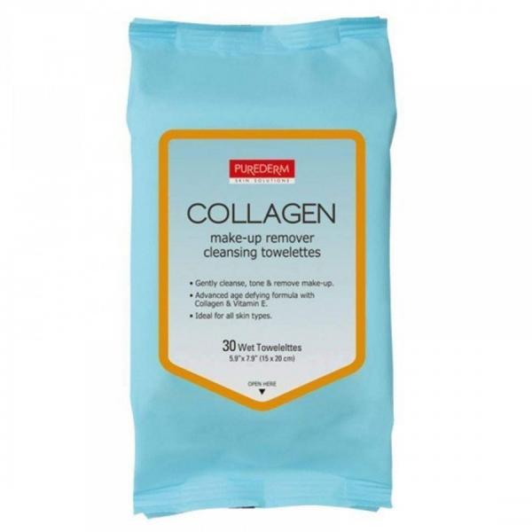 Purederm Make-up remover cleansing towelettes Collagen