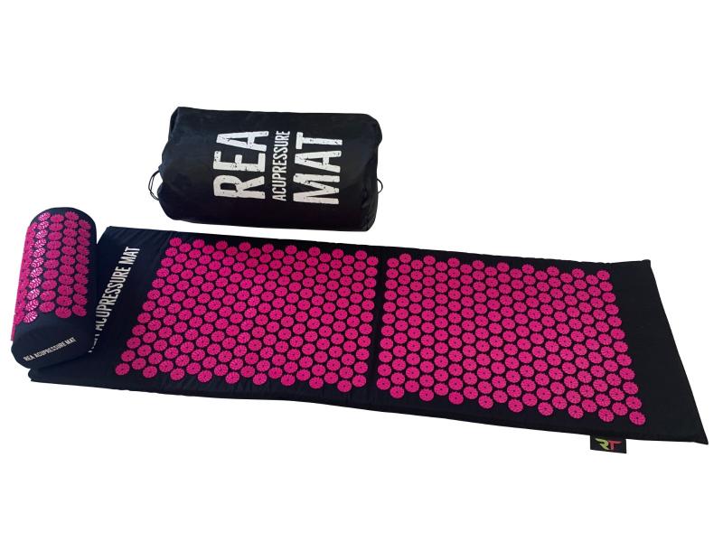 REA roosa/must pikk 128cm massaažimatt + padi + kott